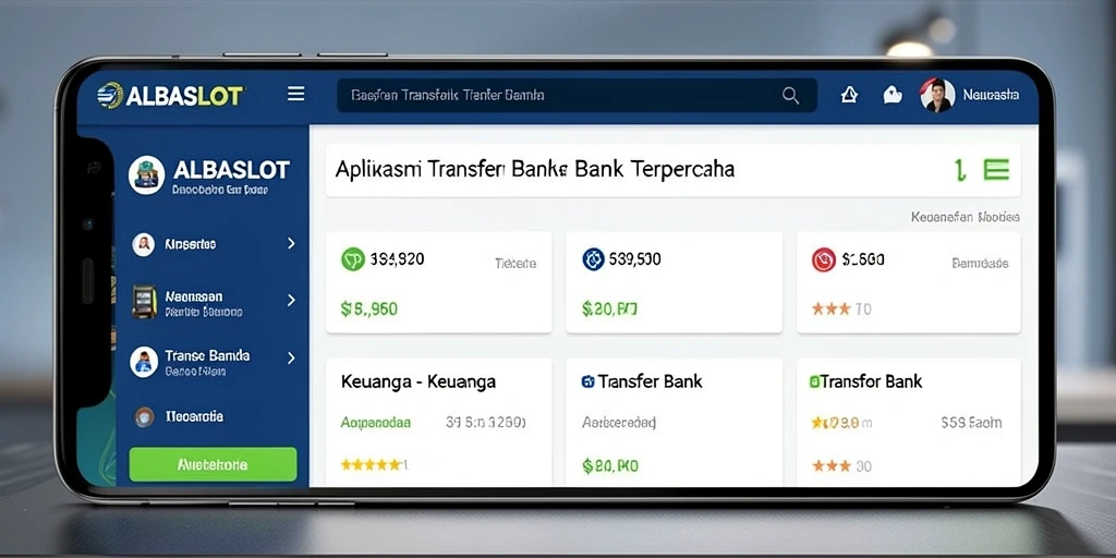 Antarmuka utama ALBASLOT untuk Transfer Bank yang intuitif dan modern.