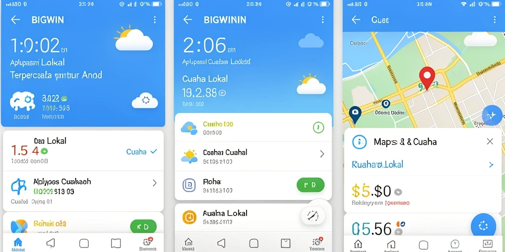 Antarmuka aplikasi BIGWIN menampilkan data cuaca lokal dengan jelas dan informatif.