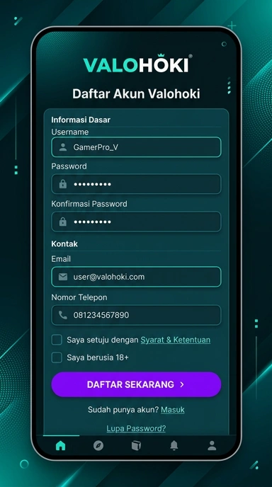 Buat Akun Baru di valohoki dengan Mudah